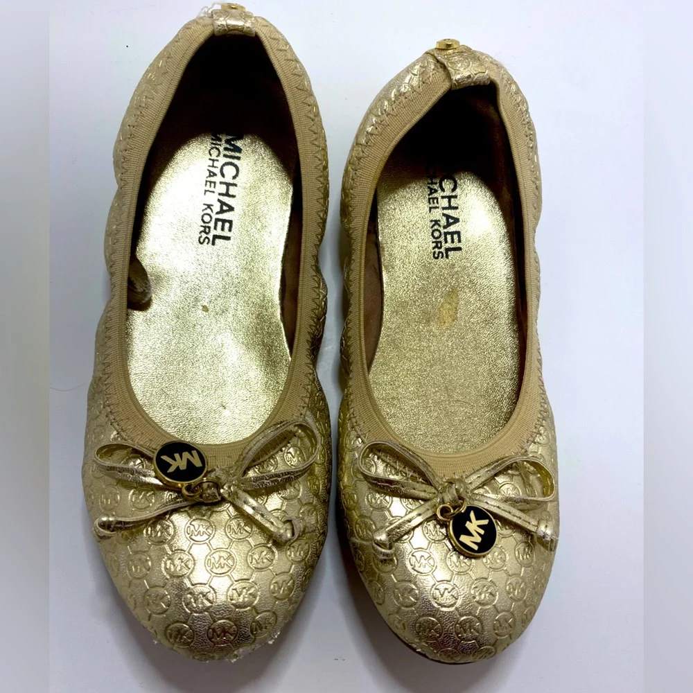Michael Kors Girls Gold Ballet Flats Size 1